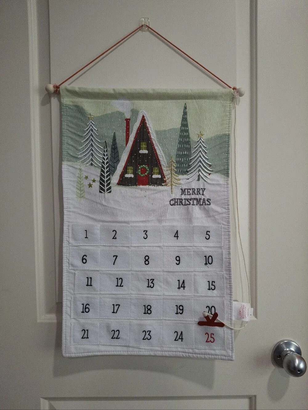 Wondershop Green and White Christmas Advent Calendar Wall Hanging